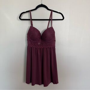 Wine Red Underwire Lingerie Size Large Lace Maroon Intimates Whimsigoth Dark